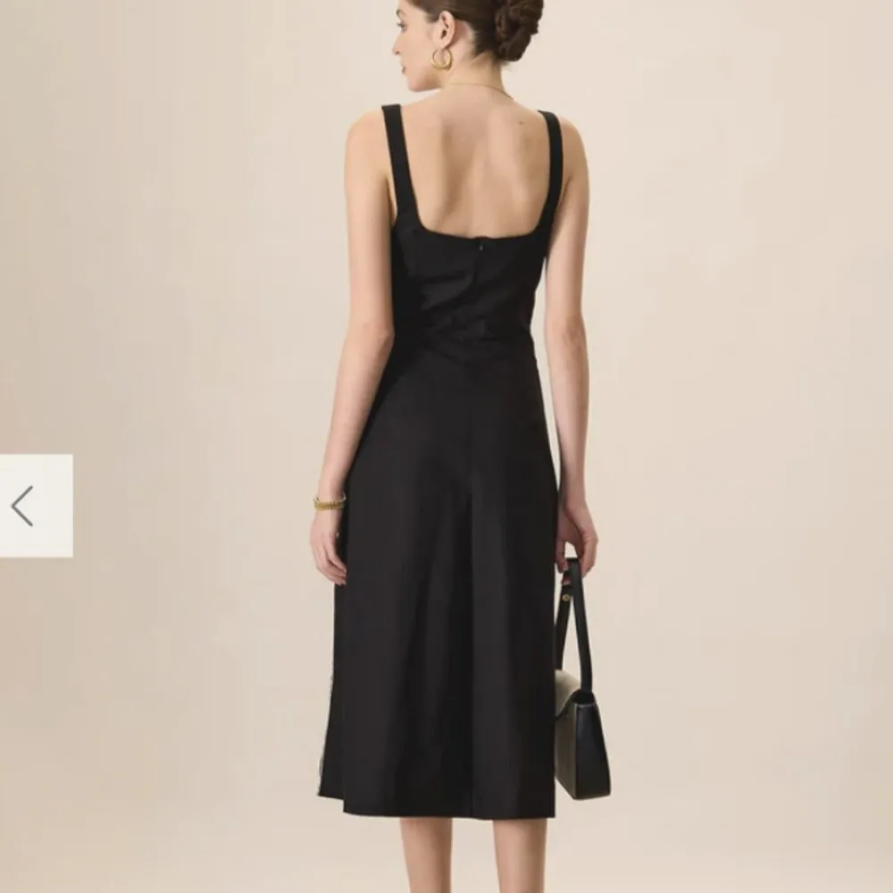 RIHOAS The Black Square Neck Contrast Midi Dress 22 White Size M - Image 2