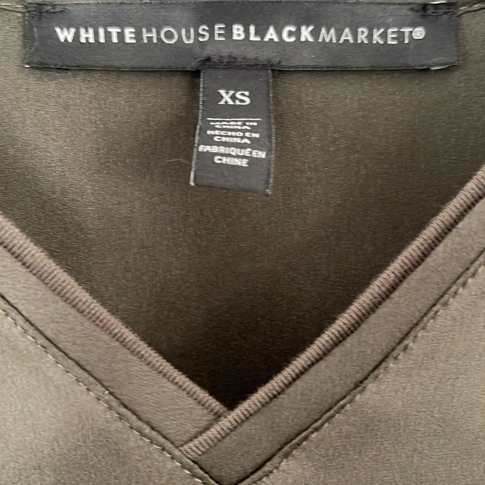 White House Black Market Women's Shirt‎ Top V Neck Cap Sleeve Brown Size XS - Image 3