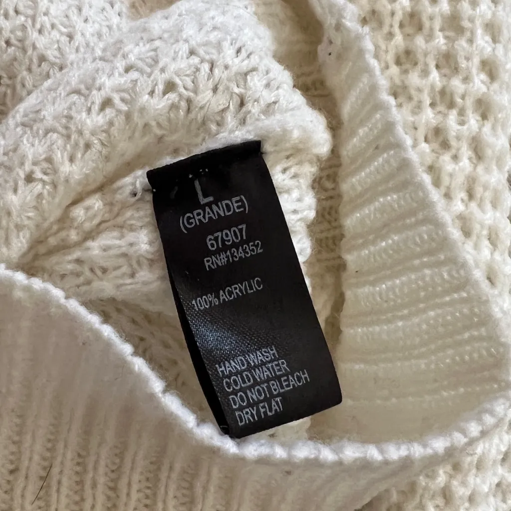 Ambiance Women's Off-White Crew Neck Sweater - Image 5