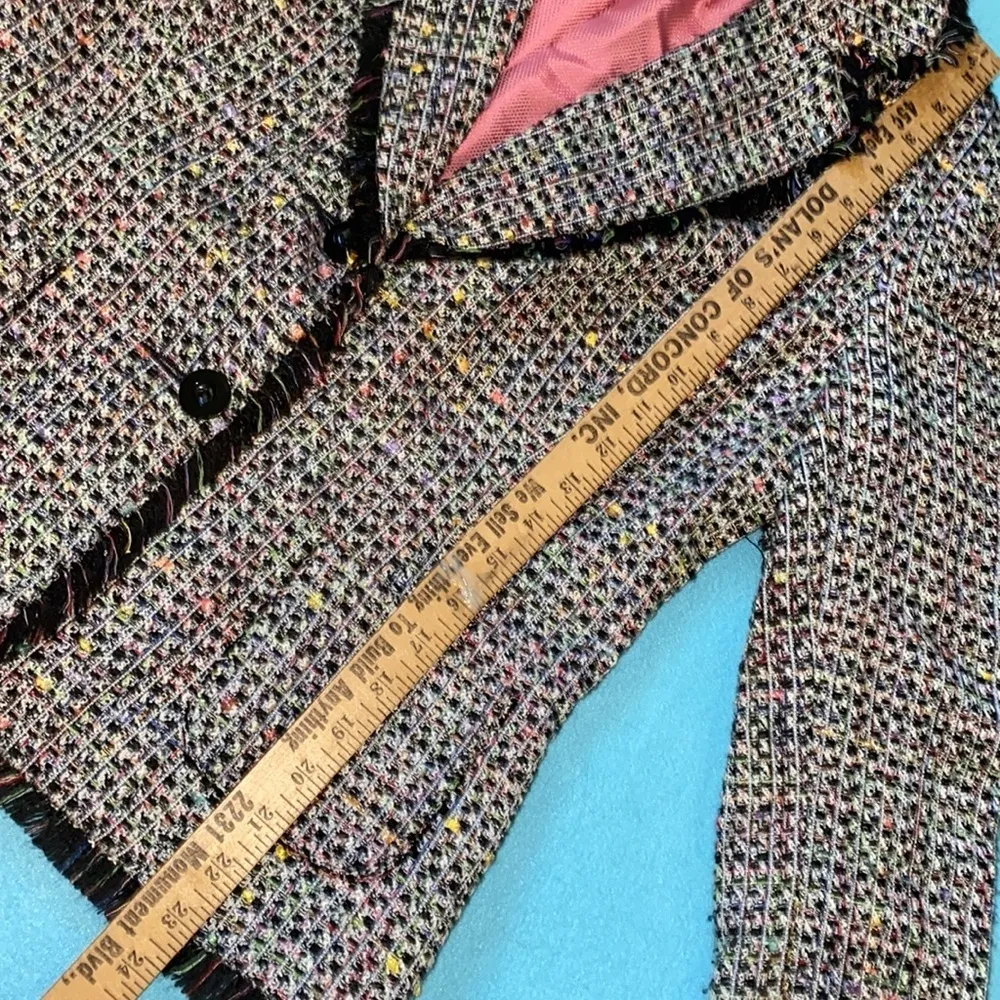 GEORGE blazer jacket fringed black multi colored fully lined buttons NEW size 10 - Image 9