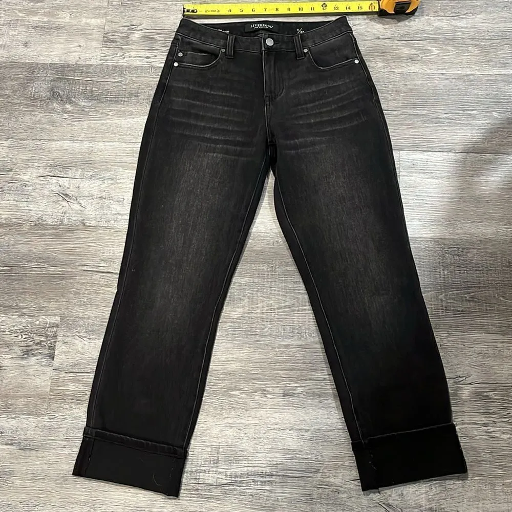 Liverpool NWOT Marley Girlfriend Raw Cut Cuff Mid Rise Four Way Stretch 4/27 - Image 4