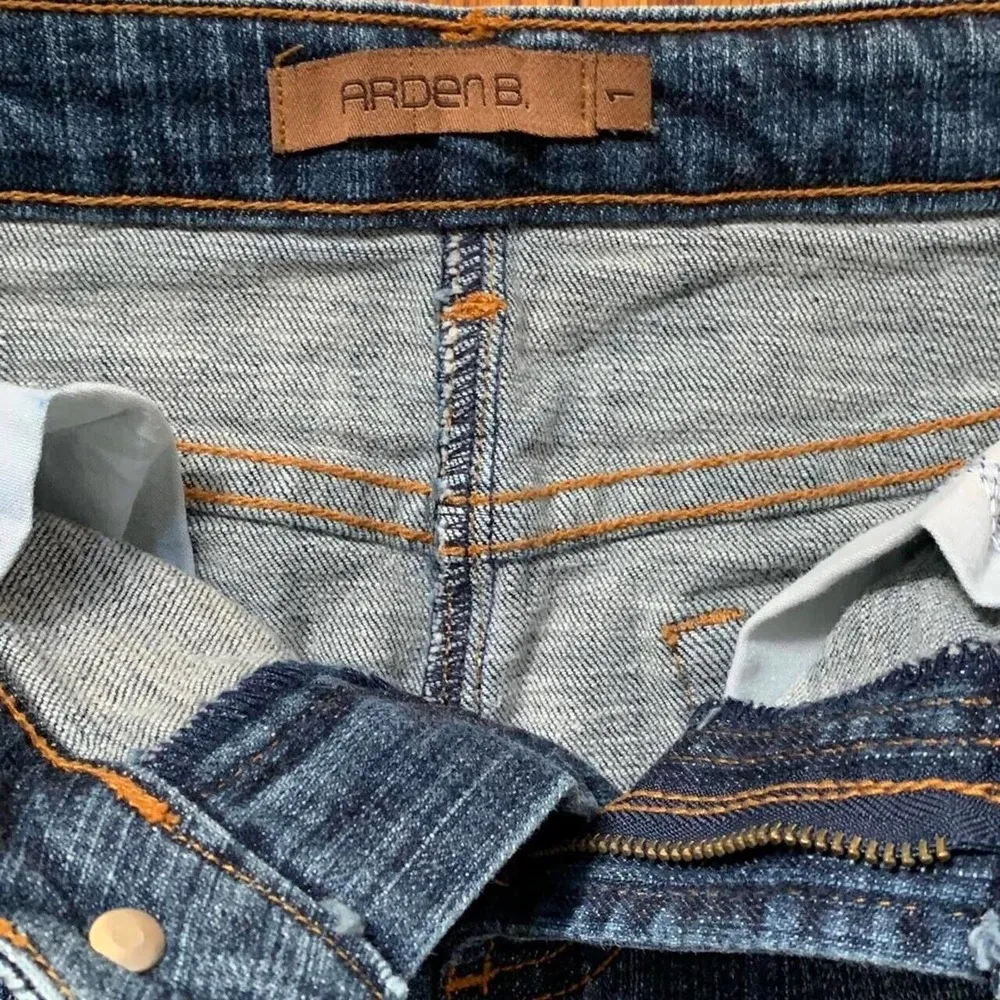 Y2K Arden B Split Denim Skirt Juniors size 1 Blue Front Back Slit - Image 3