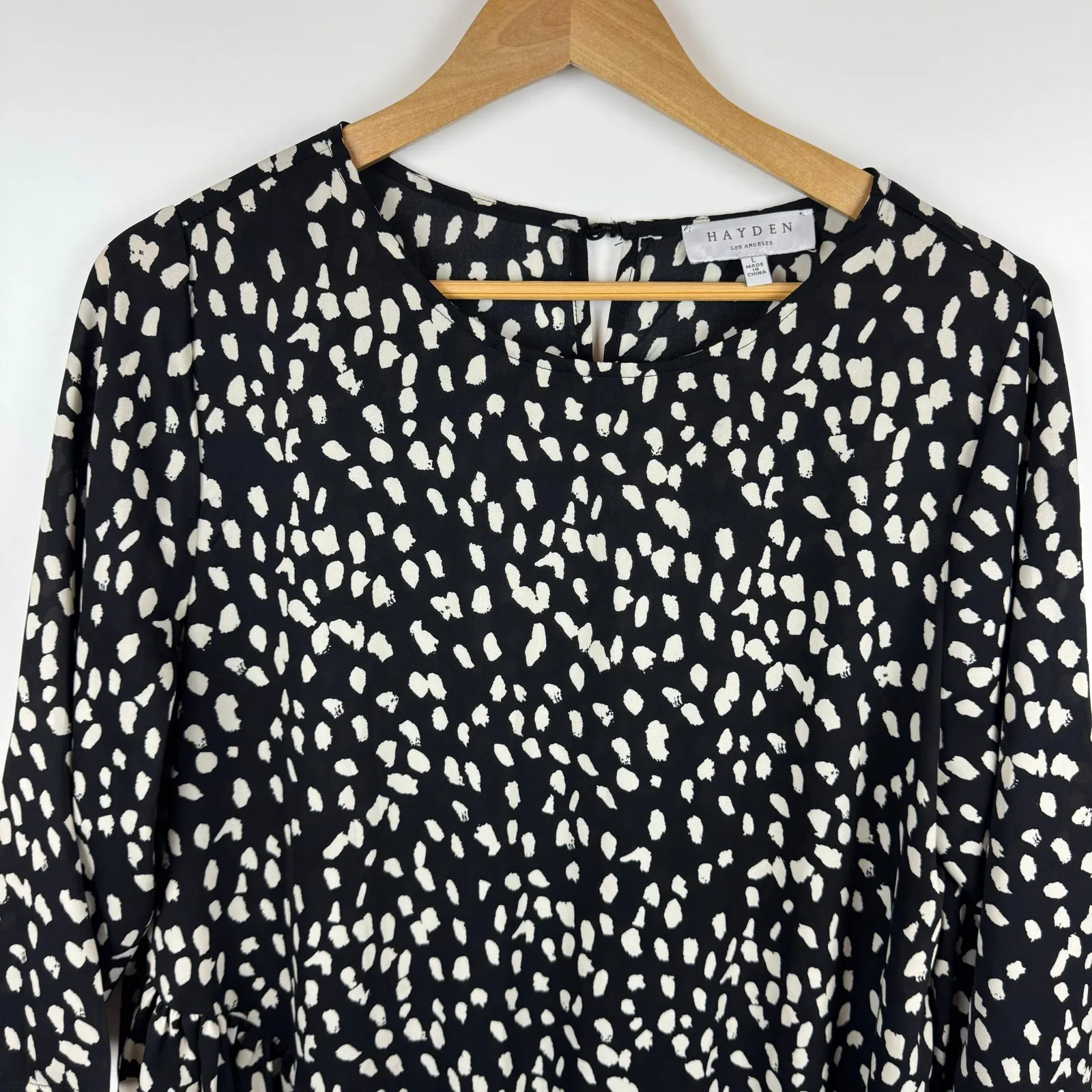 Hayden‎ Womens Black Leopard Asymmetrical Flounce Hem Dress Sz L Oversized Flowy - Image 5