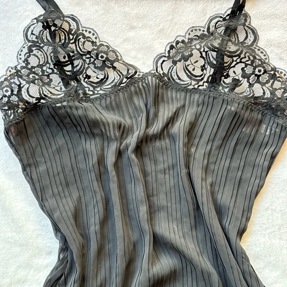 Victoria’s Secret Vintage sheer black slip dress mini dress floral lace - Image 2