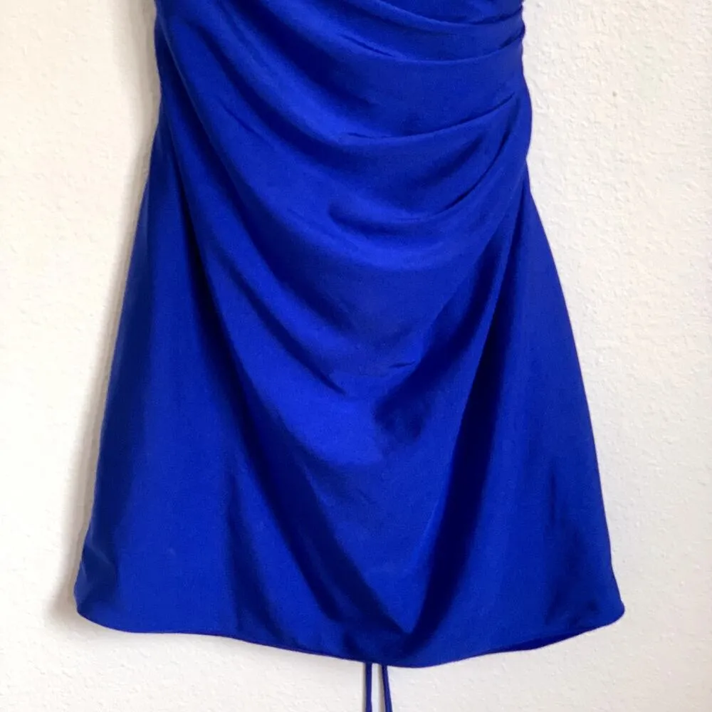 NEW La Femme Lace-Up Back Mini Dress in Royal Blue - Image 9