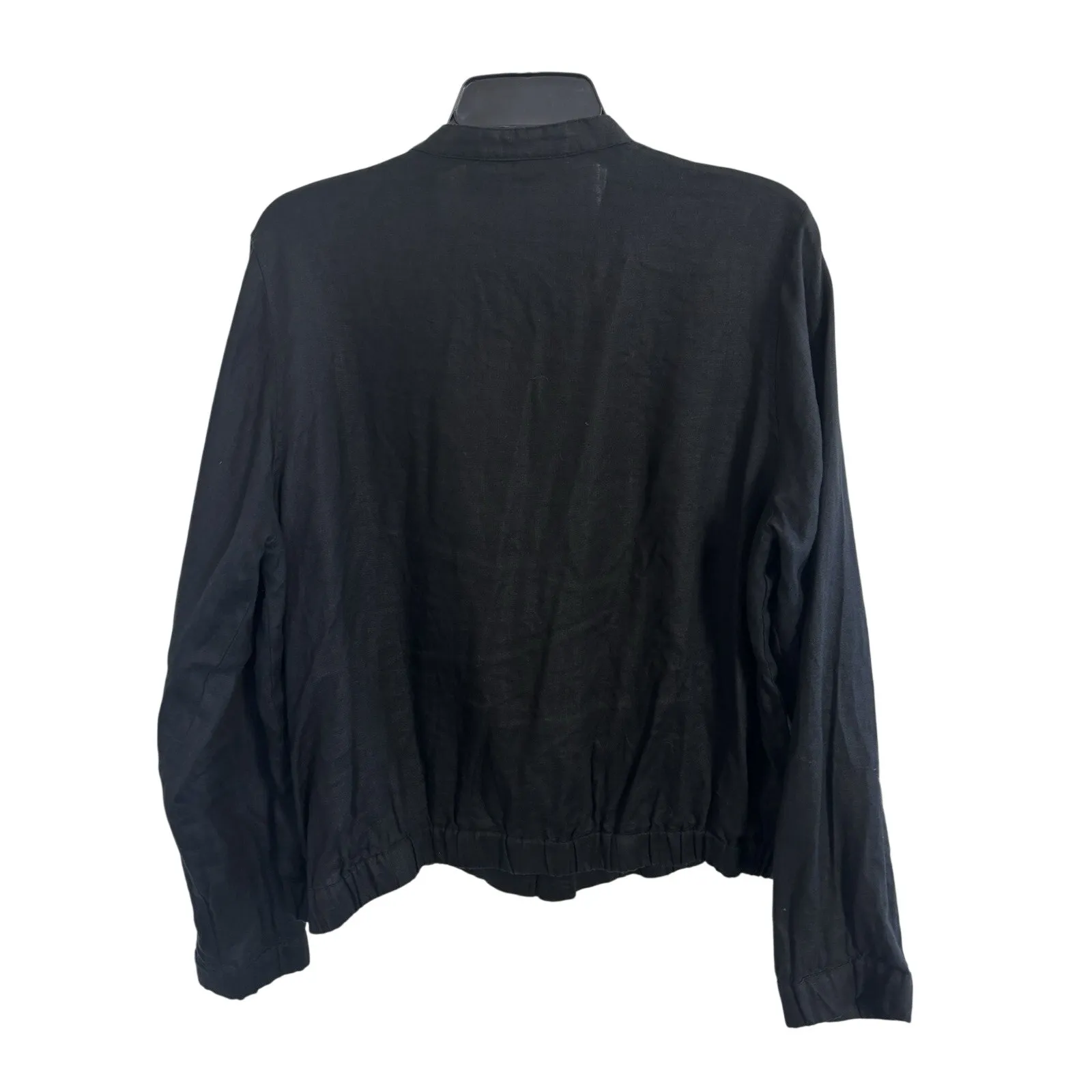 Cynthia Rowley 100% Linen Black Lightweight Full Zip Bomber Jacket Size XL - Image 3