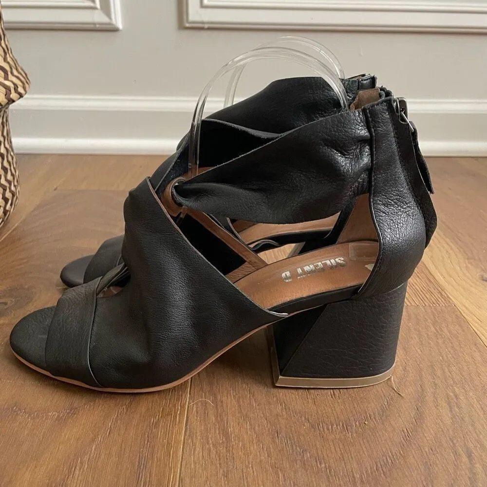 Anthropologie Silent D Leather Shooties Open Toe Block Heel $170 39 8.5 - Image 4
