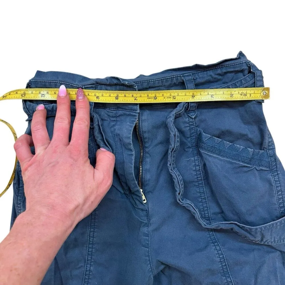 Anthropologie Pants Women’s O Teal Ellie Embroidered Belted Barrel Leg Utility - Image 9