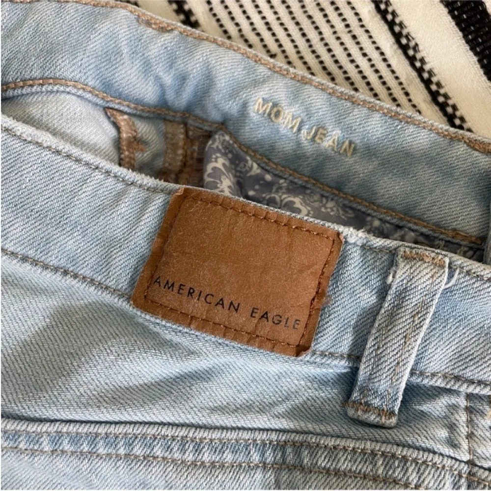 American Eagle Straight Mom Jeans‎ 00 Light Blue High Rise Grunge Emo Y2K Denim - Image 6