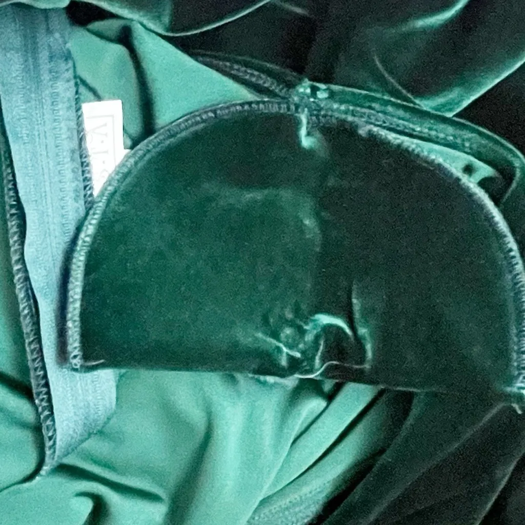 Fiesta Emerald Green Velvet Gown Size XL Long Sleeve Draped Wrap Maxi Dress VTG - Image 11