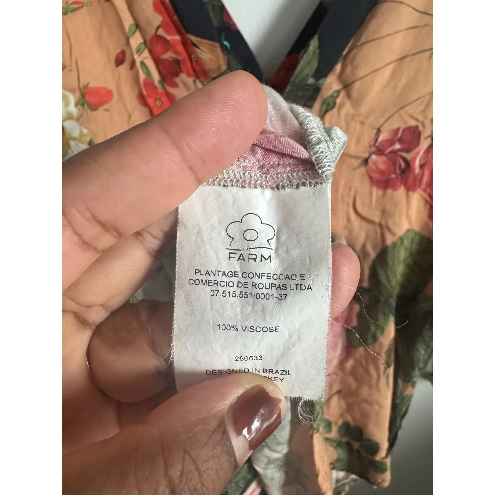 FARM Rio Floral V Neck Boho Blouse S Tassel Tie Romantic Cottagecore - Image 4