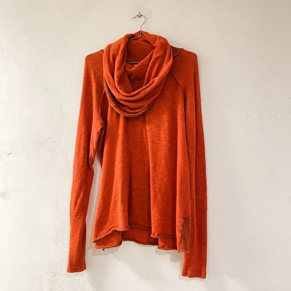 Free People FP Beach Cowlneck Sweater in Orange Two Body - Image 2