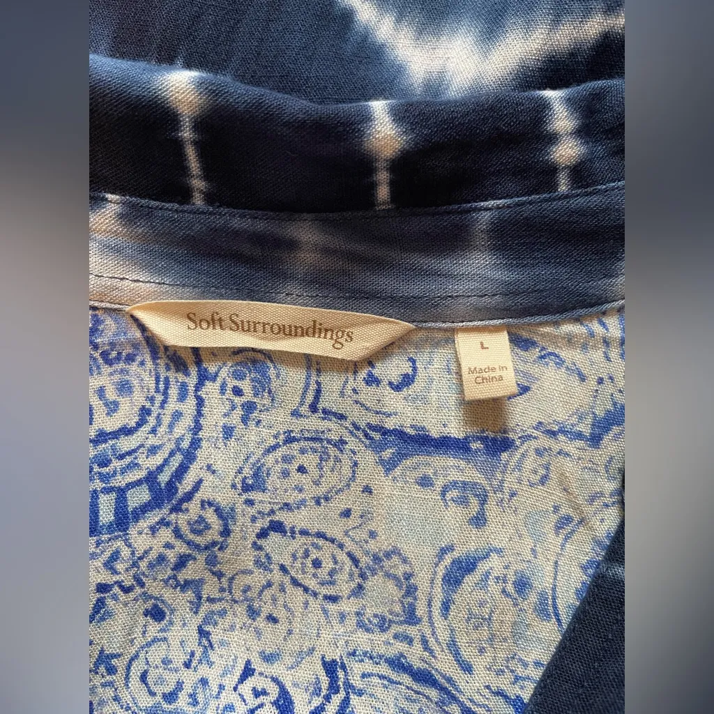 Soft Surroundings Navy and White Rayon Shirt Tie-Dye
Tunic - Image 6