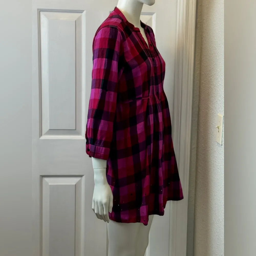 Victoria’s Secret PINK 100% Cotton Y2K Red/Black Plaid Shirt S Large F2 - Image 4