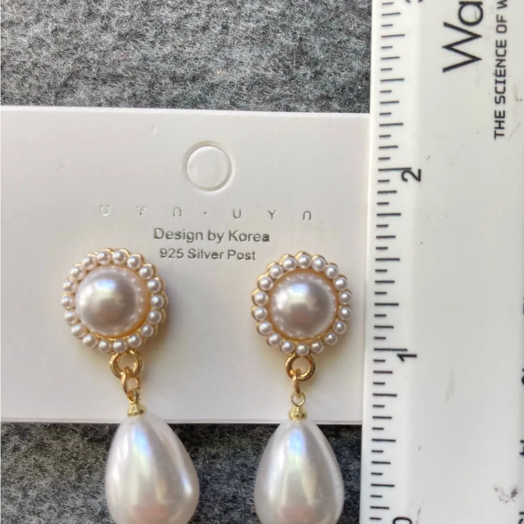 Vintage Style Baroque Pearl Drop Earrings S925‎ Post Elegant Dangle Jewelry new White - Image 7