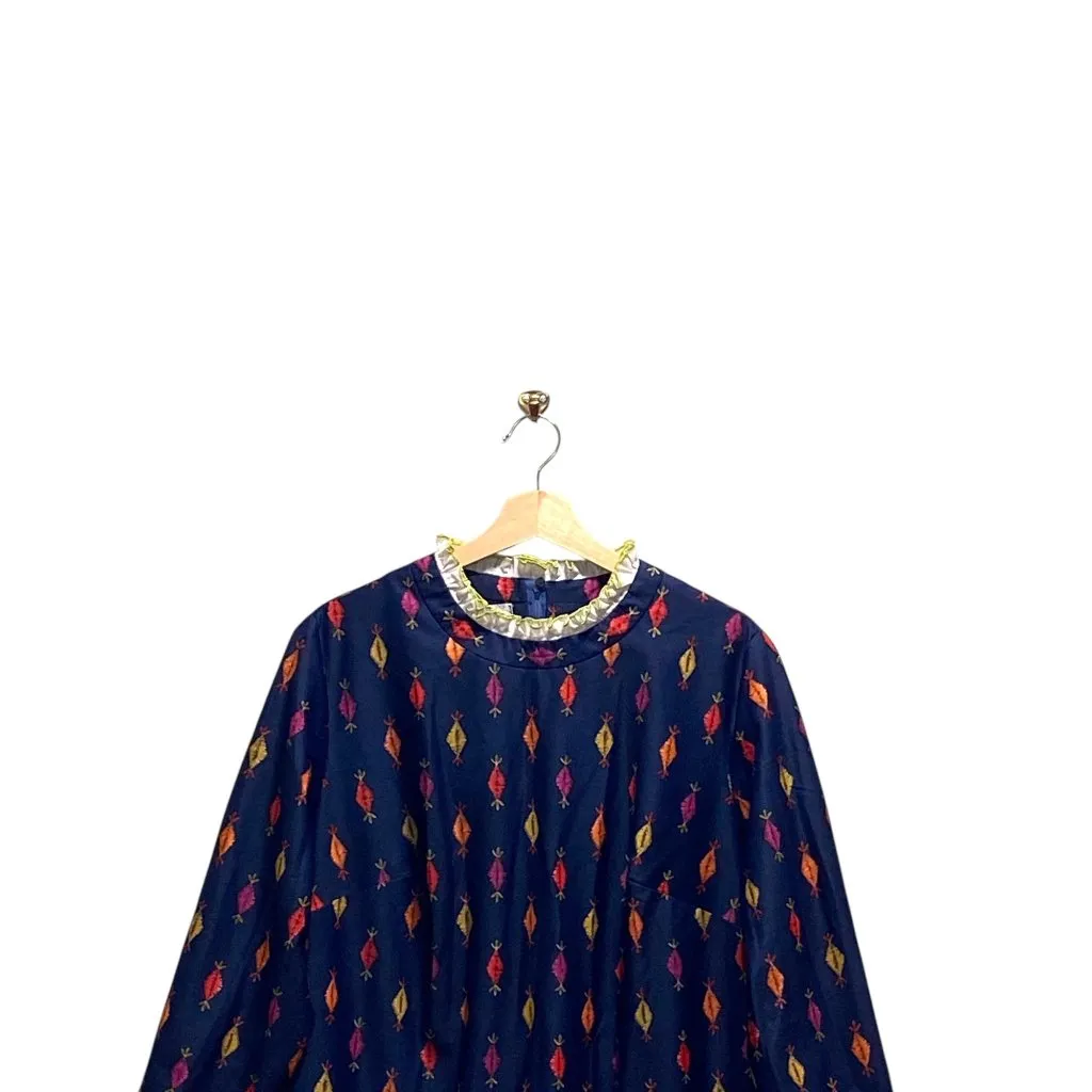 Vintage Amy Adams Vintage Printed Midi Dress Blue Size L 60’s Mid Century Modern Size L - Image 4