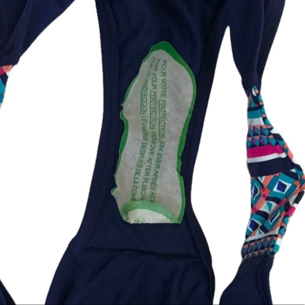 🔵 SALE 3/$25 CAPTIVA BY CHRISTINA SWIMWEAR BIKINI BOTTOM BOHO NAVY MULTI L Blue Size L - Image 4