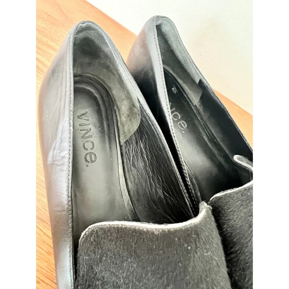 Vince Nikita Calf Hair Leather Slip On Flat Loafers Black Women's Size US 9 / 40 - Image 5