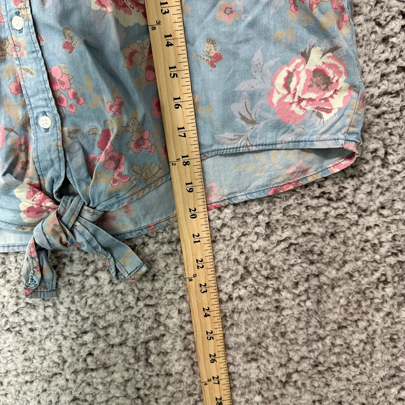 Highway‎ Floral Print Tie-Front Top Button Down Shirt M Festival Cottagecore Y2K - Image 4