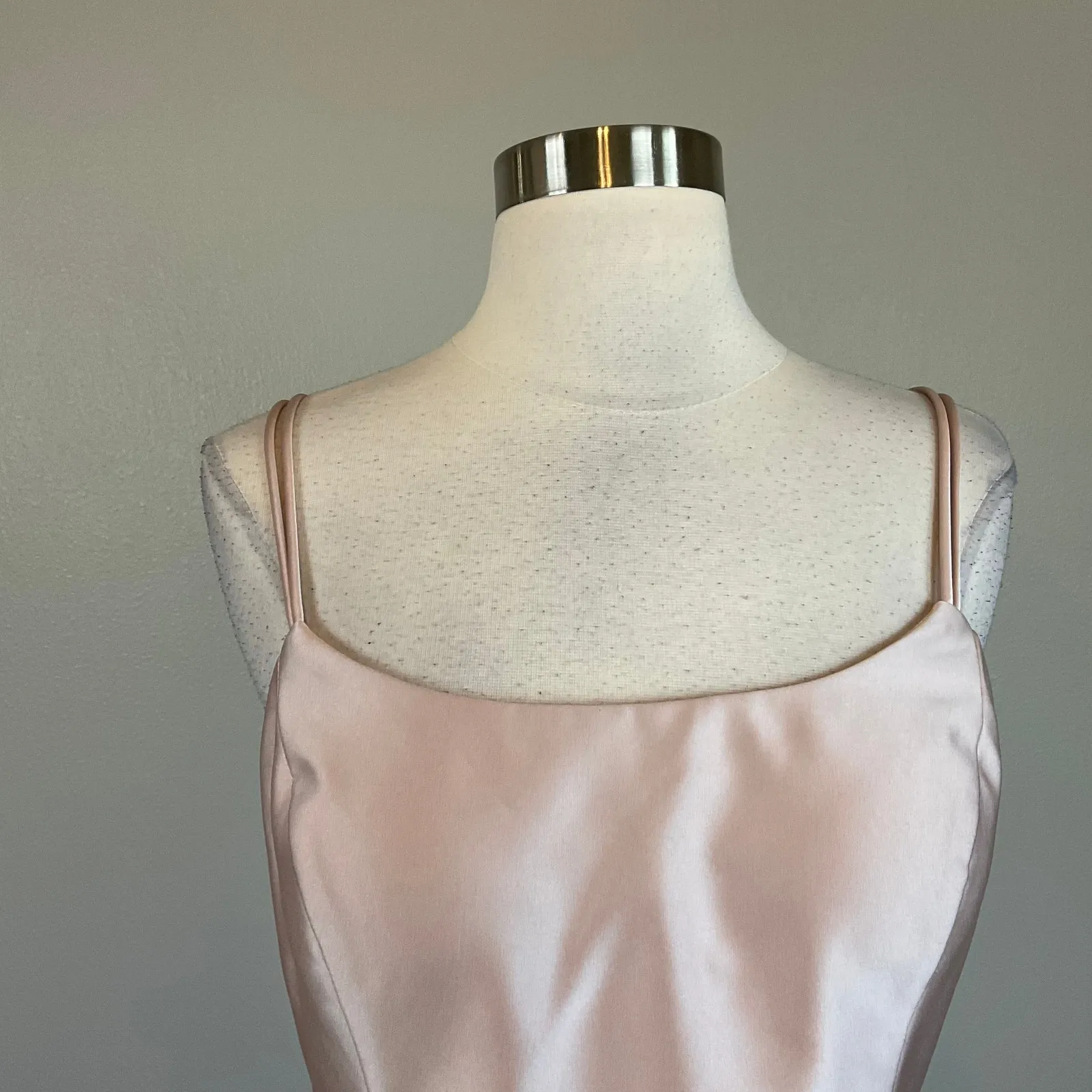 XSCAPE Satin Sleeveless Scoop Neck High Low Ball Gown Pink Size 14 Formal Dress - Image 5