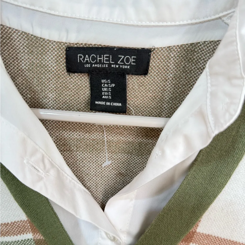 Rachel Zoe Green and Brown Plaid Cardigan - Image 4