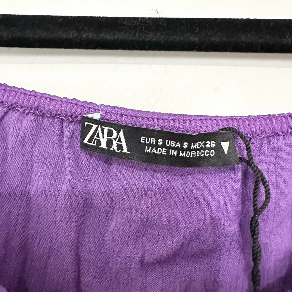 ZARA Lilac Purple Gathered Ruched Satin Effect Mini Dress Size Small - Image 2