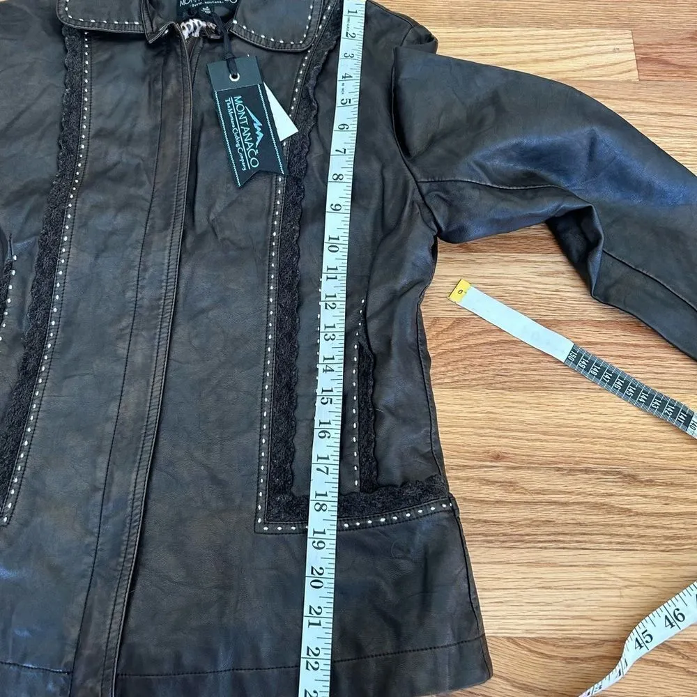 Montana Company Brown Faux Leather Western Jacket Size Small New with tags - Image 7