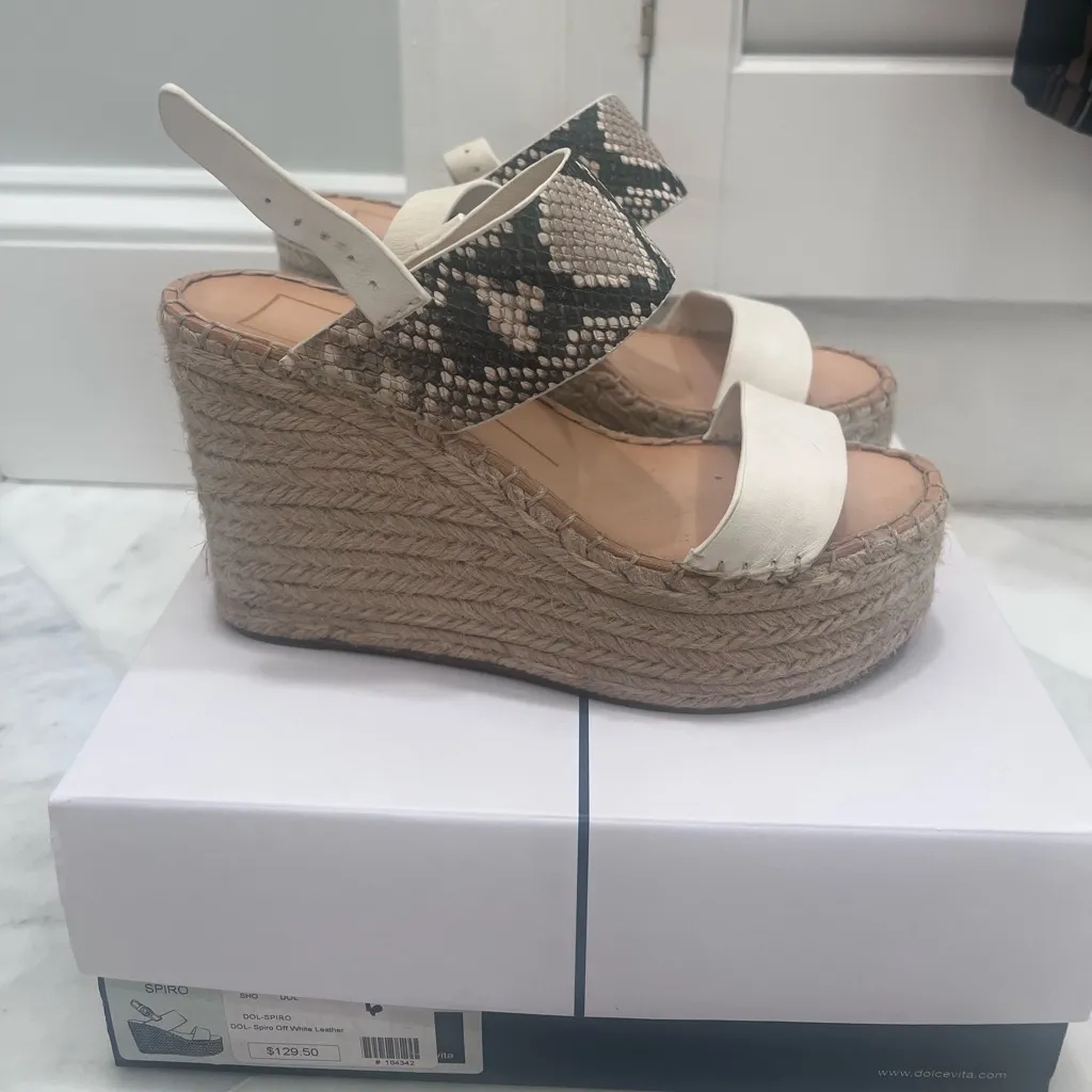 Dolce Vita Espadrille Wedge Sandals with Snakeskin Accent Black Size 6 - Image 2