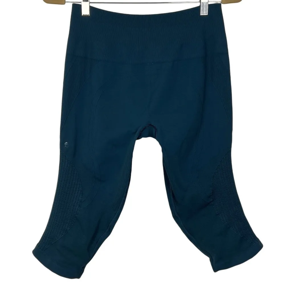 Flow & Go Seamless Crop Tights 12 Astro Teal - Image 5