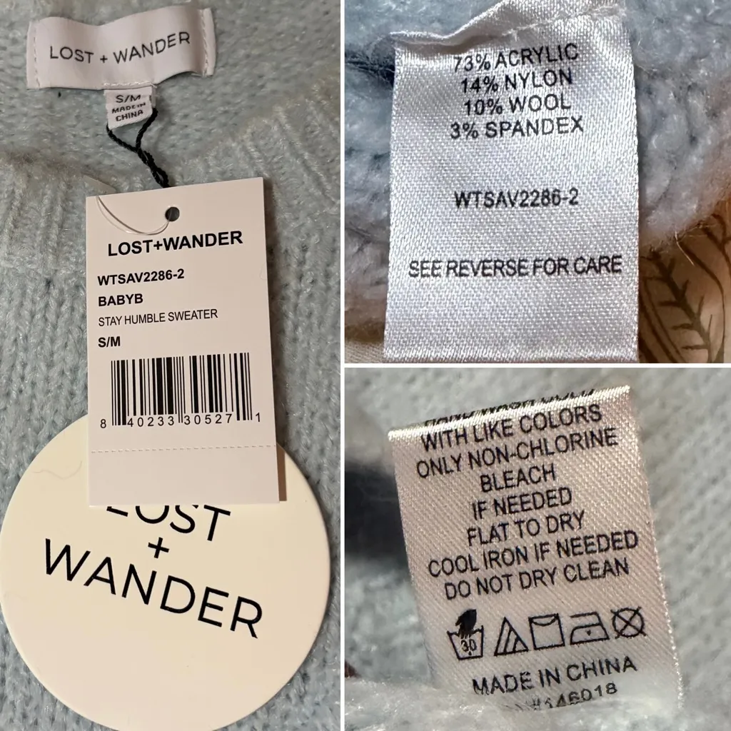 Lost + Wander Stay Humble Sweater Exaggerated Ruffle Baby Blue S / M NWT - Image 12