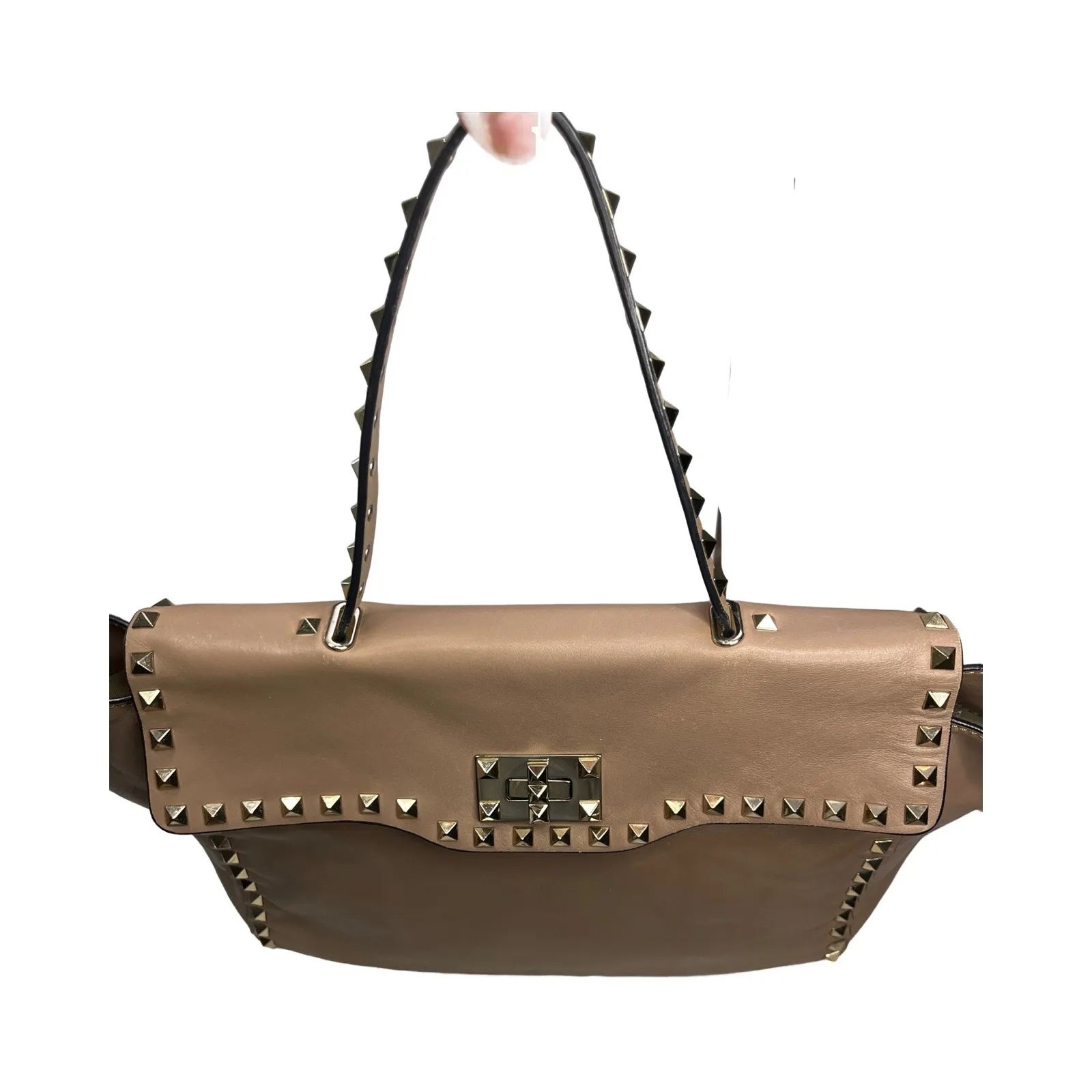 Valentino Garavani Rockstud Tote Bag in Poudre Beige Leather - Image 9