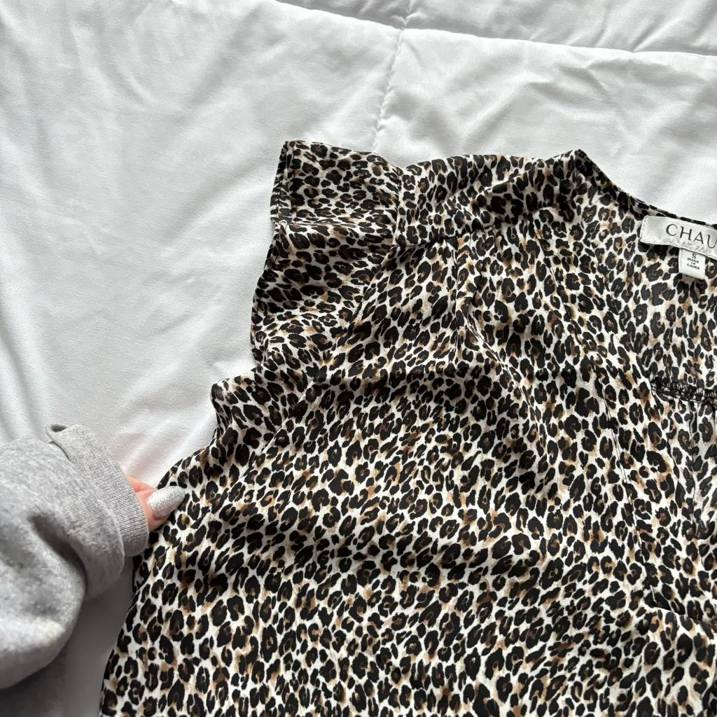 Chaus Womens Size Small Brown Cheetah Tank Top Blouse Officechic Corpcore City - Image 4