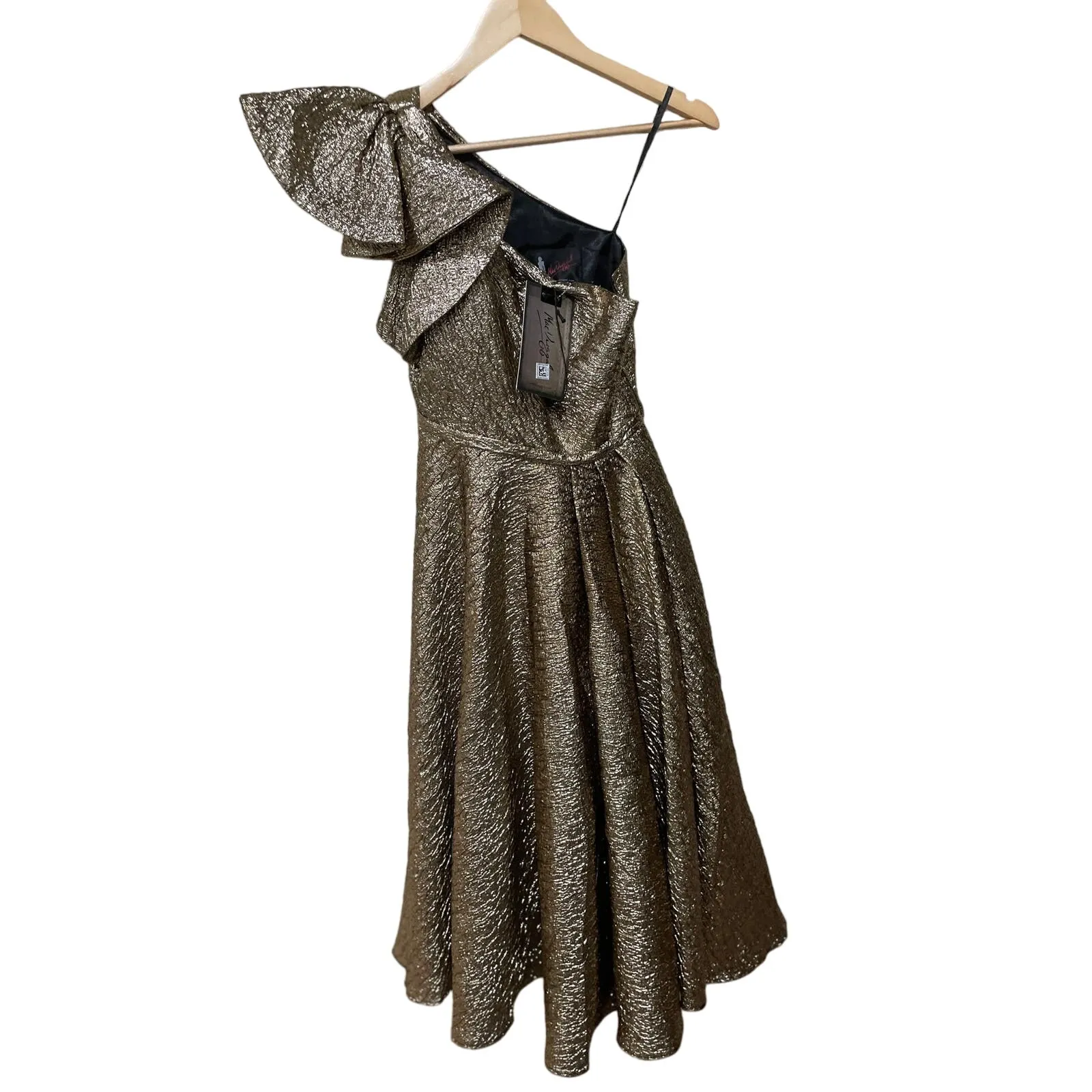 MAC DUGGAL‎  ONE SHOULDER BOW MIDI DRESS Style #67906 - Image 7