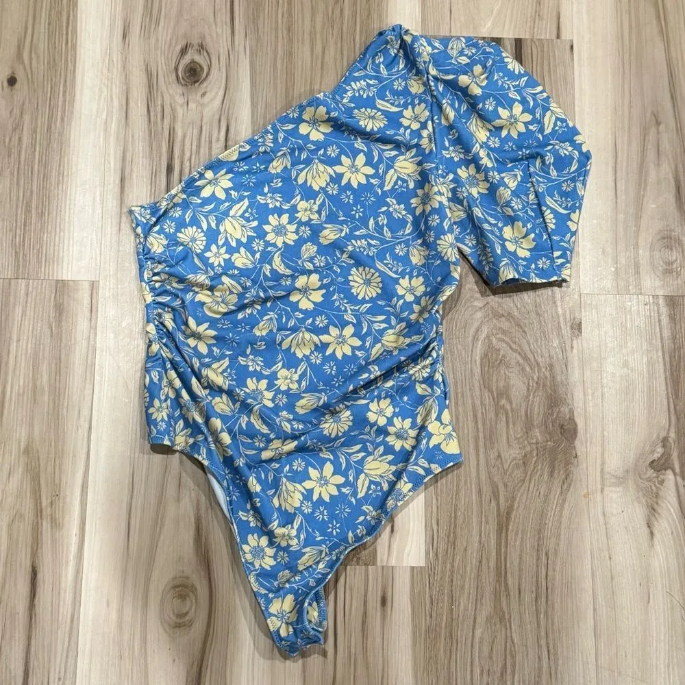 Free People Somethin Bout You Cornflower Floral Combo Bodysuit Women’s Medium - Image 4