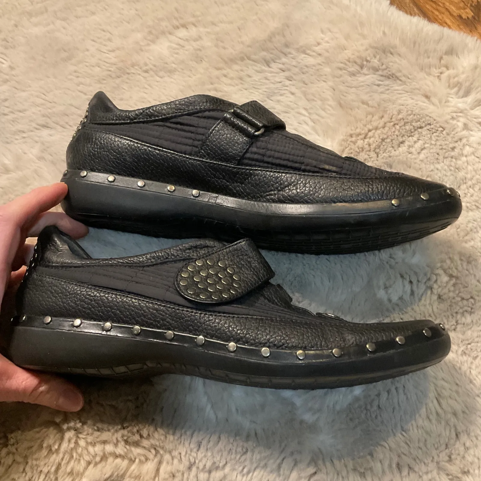 Stuart Weitzman Black Leather Studded Sneakers Size 9 Womens - Image 3