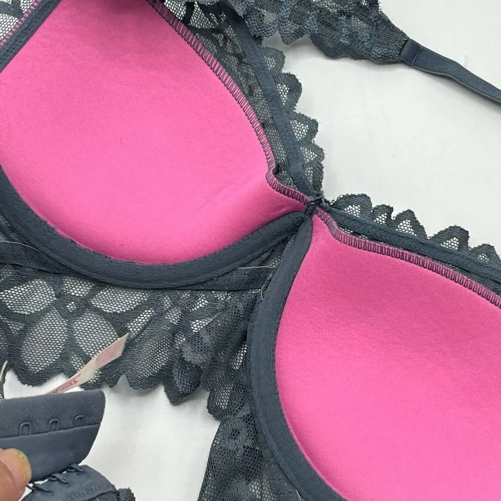 Victoria’s Secret VS PINK Lace Bralette Slate Gray Blue Sz XS - Image 9