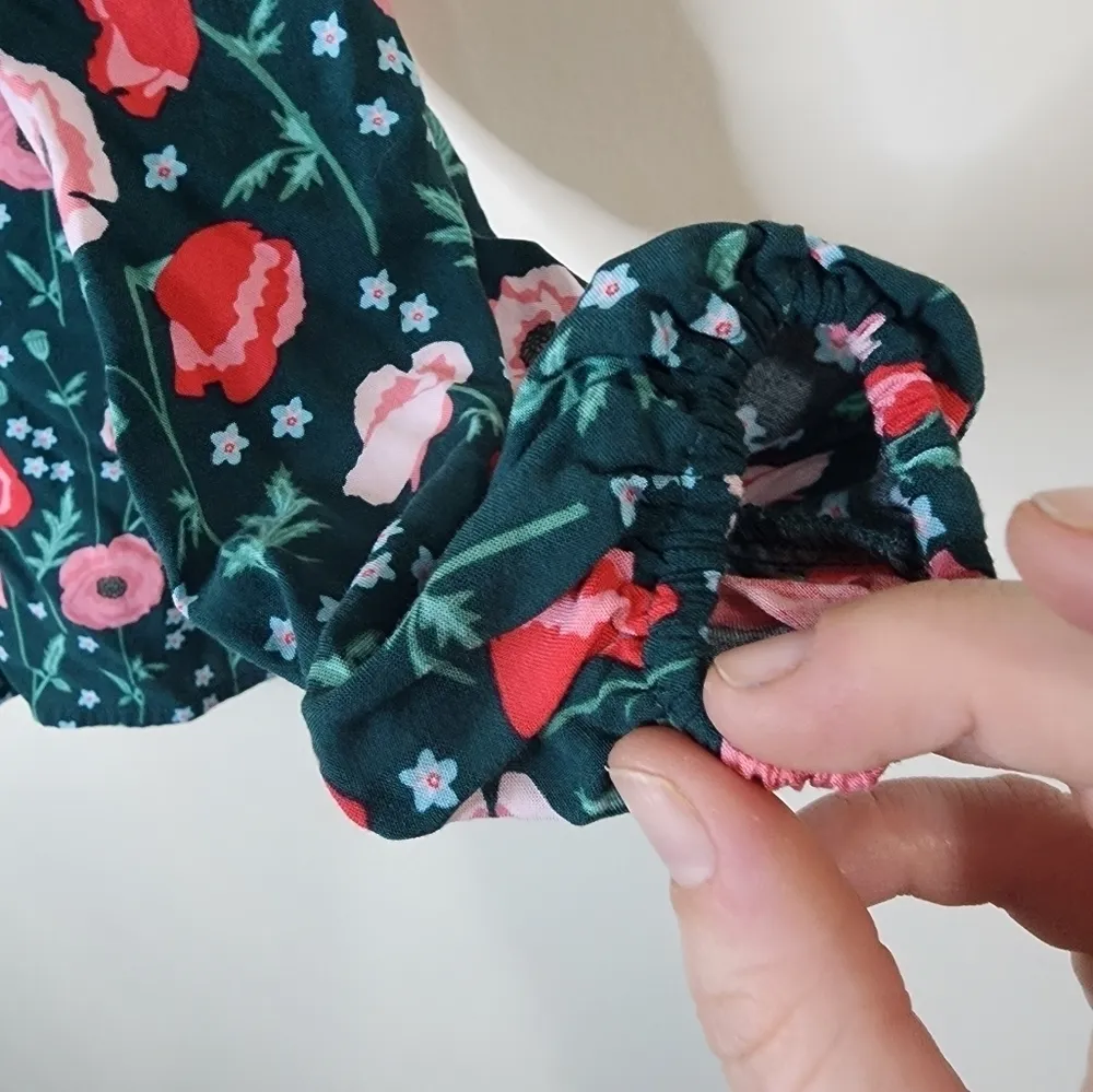 Matilda Jane Yesteryear Green Floral Bohemian Women S Button Front Blouse - Image 4