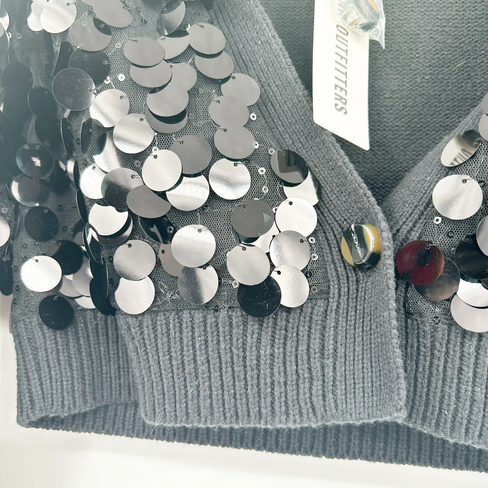 NWT Urban Outfitters UO Womens Disco Party Iris Sequin Crop‎ Cardigan Sweater XS - Image 7