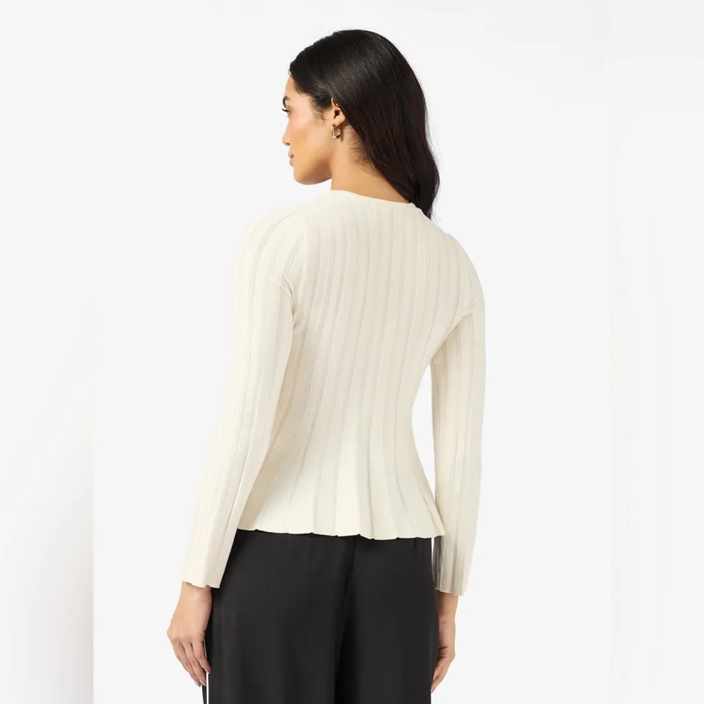 NWT Vero Moda Vmlana Long Sleeve Crew-Neck Pullover Sweater Ivory Size Large - Image 3