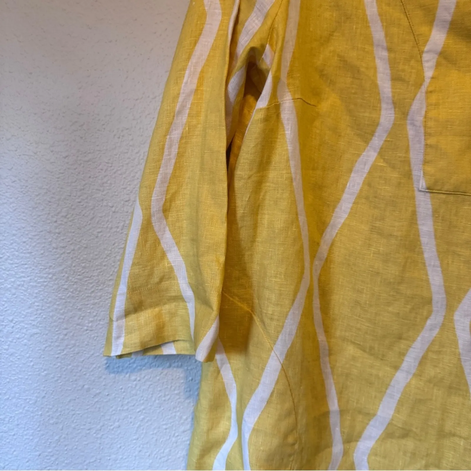 Soft Surroundings Yellow Linen Sun Dress Womens S Beachy Casual Short 3/4 Sleeve - Image 5