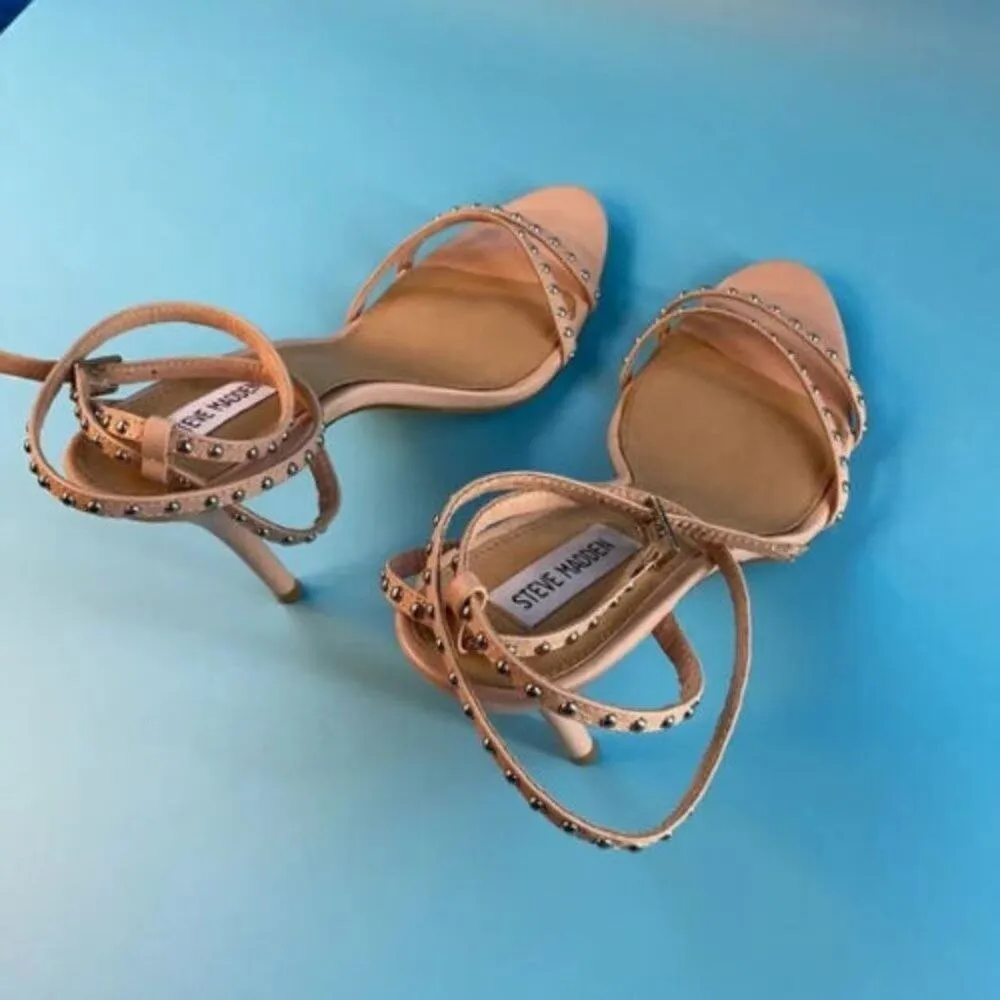 Steve Madden Women’s Pink Wish Blush Studded Ankle Strap Heeled Sandals Size 10M - Image 8