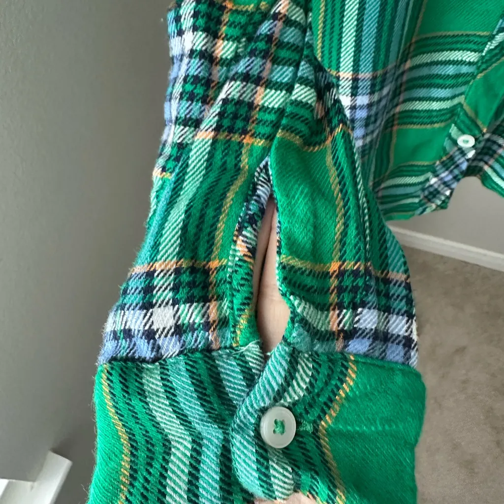 Aerie Green Plaid Button Down Shirt‎ Size S Cozy Cottagecore Academia Flannel - Image 2