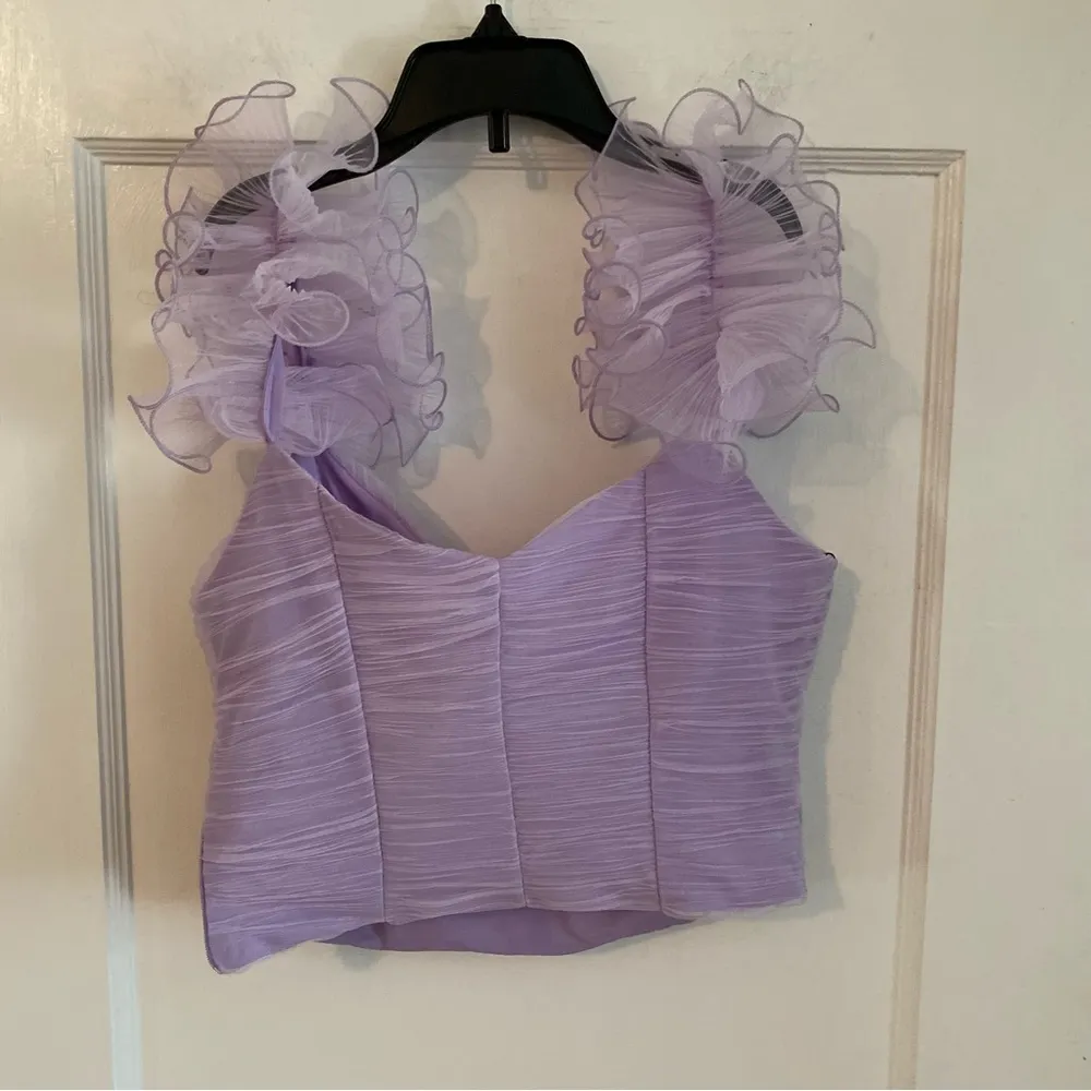 Lilac / Purple Sleeveless Tulle  Crop with Organza Straps Size Small - Image 9