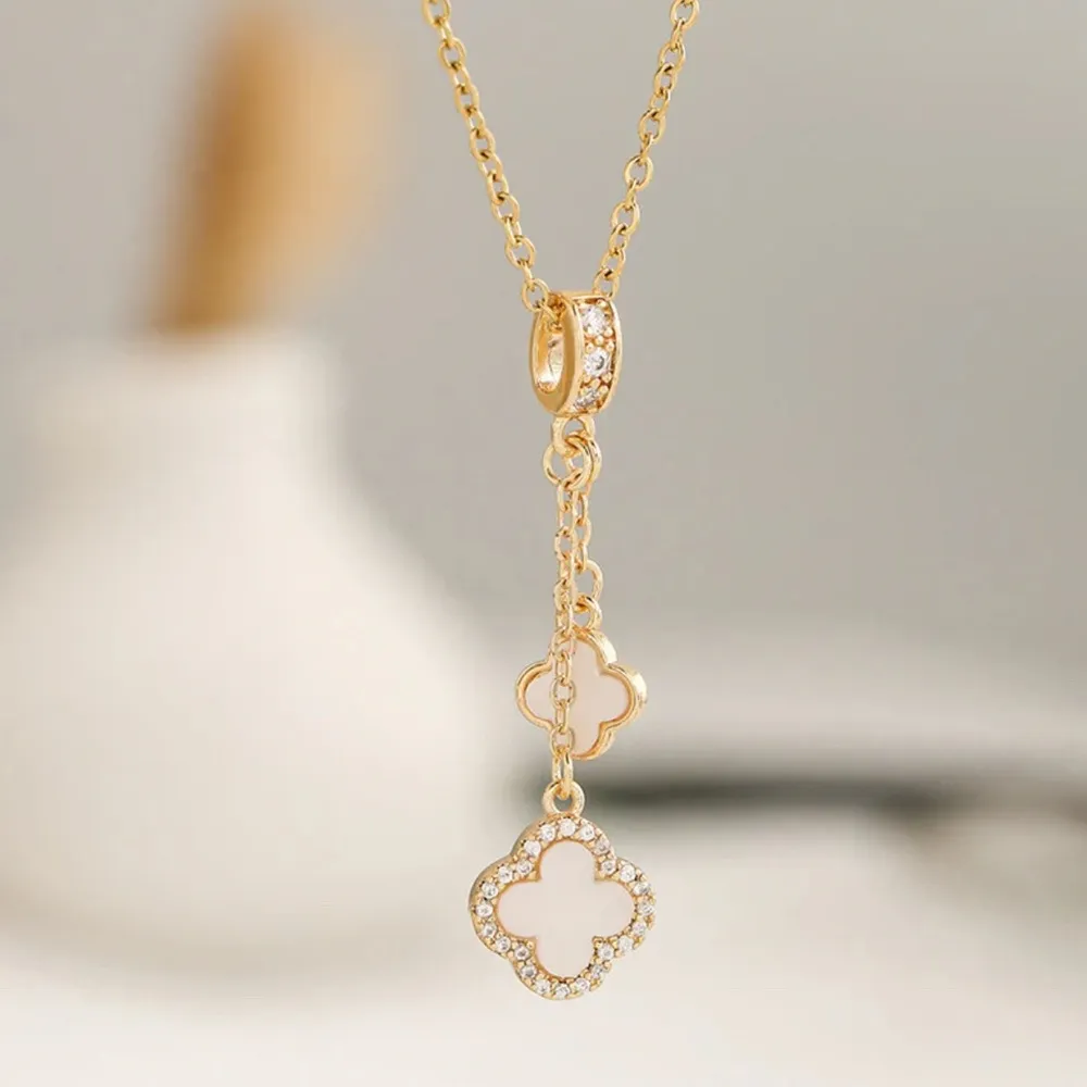 Double Clover 18k Gold Plated Necklace - Image 2