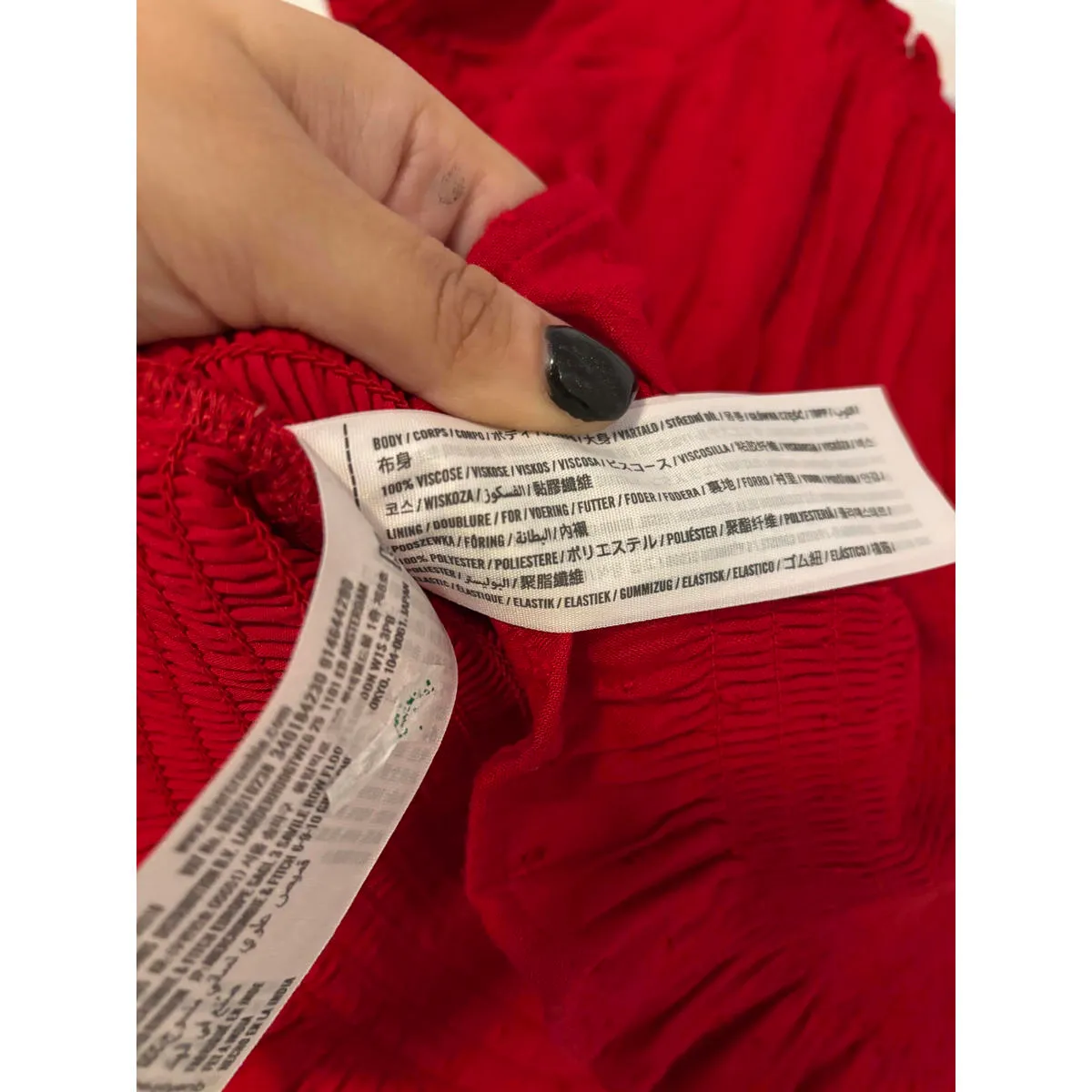 NEW Hollister Red Smocked Waist Short Sleeve Peasant Top L - Image 6