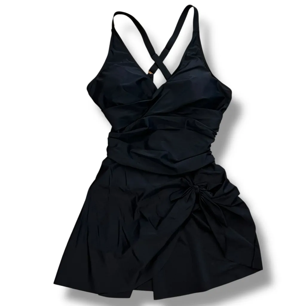 NEW! Blooming Jelly Swim Dress 1 Pc Tummy Control Modest Criss Cross Black XXL - Image 2