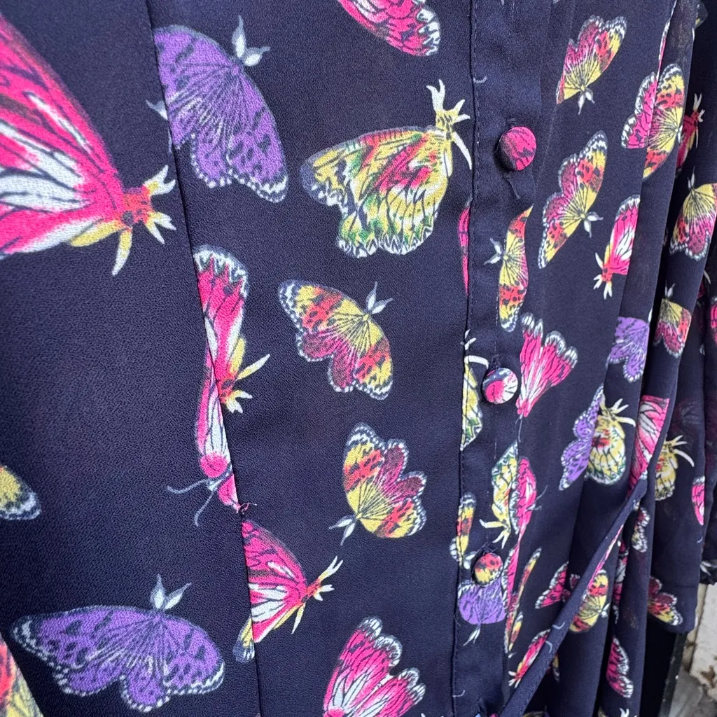 NWT QED London Butterfly Romper Navy Blue Cutout Back Size US 4 S Black - Image 9