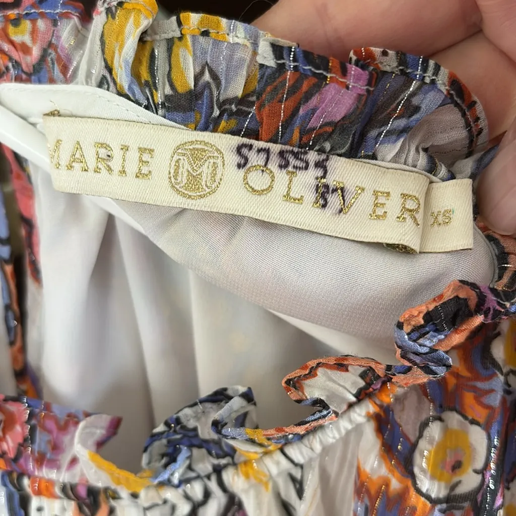 EUC Marie Oliver Silk Blend Floral Ruffle Collar Dress Size XS Retail $398.00 - Image 10