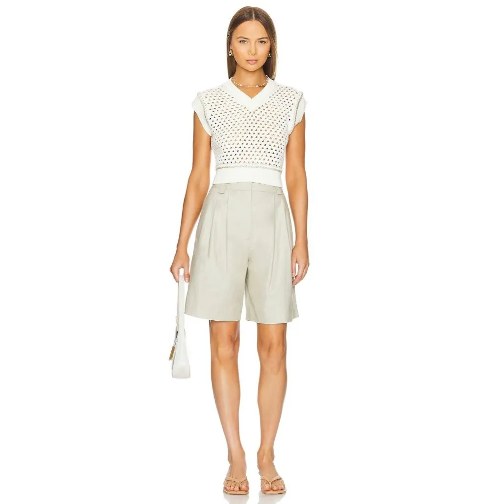 Guest In Residence Mesh Crop Vest in Cream Small New Womens Knit Tank Top - Image 15