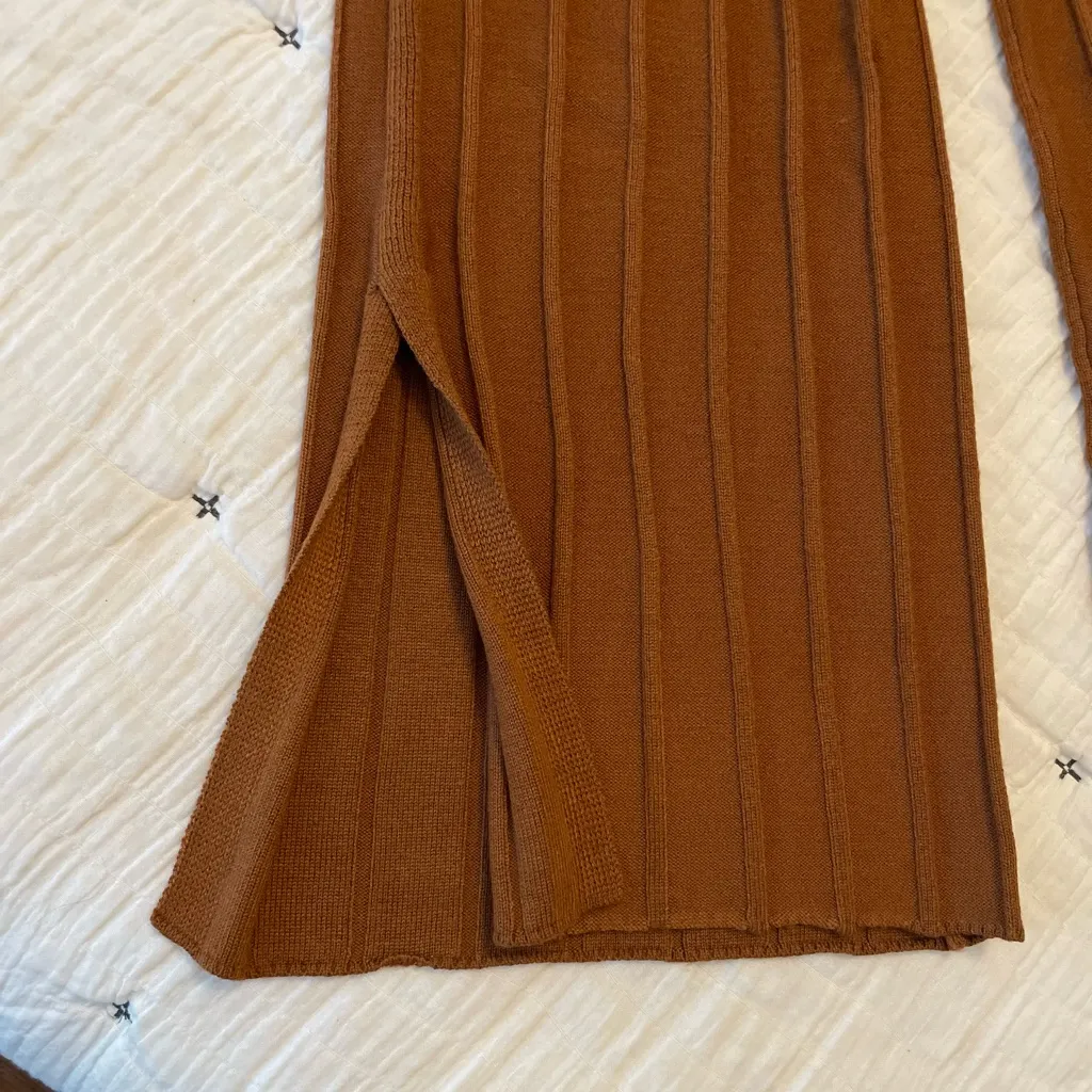 ASCOT + HART Josie Rib Knit Wide Leg Crop Sweater Pant Size M Orange Size M - Image 8